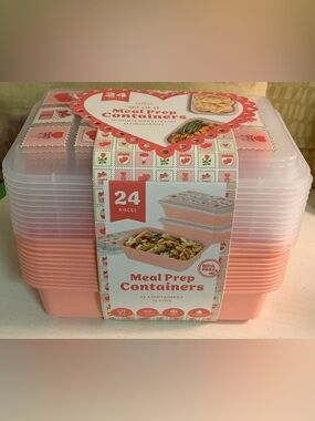 Meal Prep Containers Set of 24 - Coral Pink NWOT